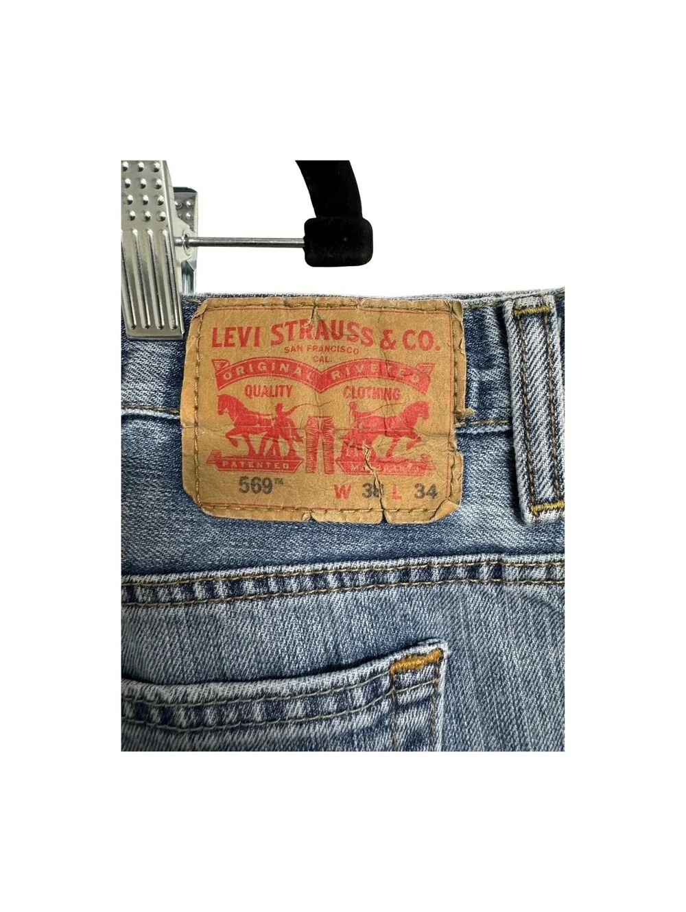 Levis 569 Loose Straight Mens Jeans W34 L34 Medium Wash Pre-Owned